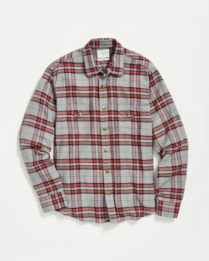 Shirting Men Billy Reid Bold Plaid Western Snap Front Shirt Greymulti