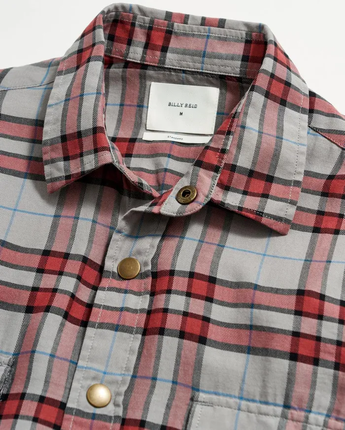 Shirting Men Billy Reid Bold Plaid Western Snap Front Shirt Greymulti