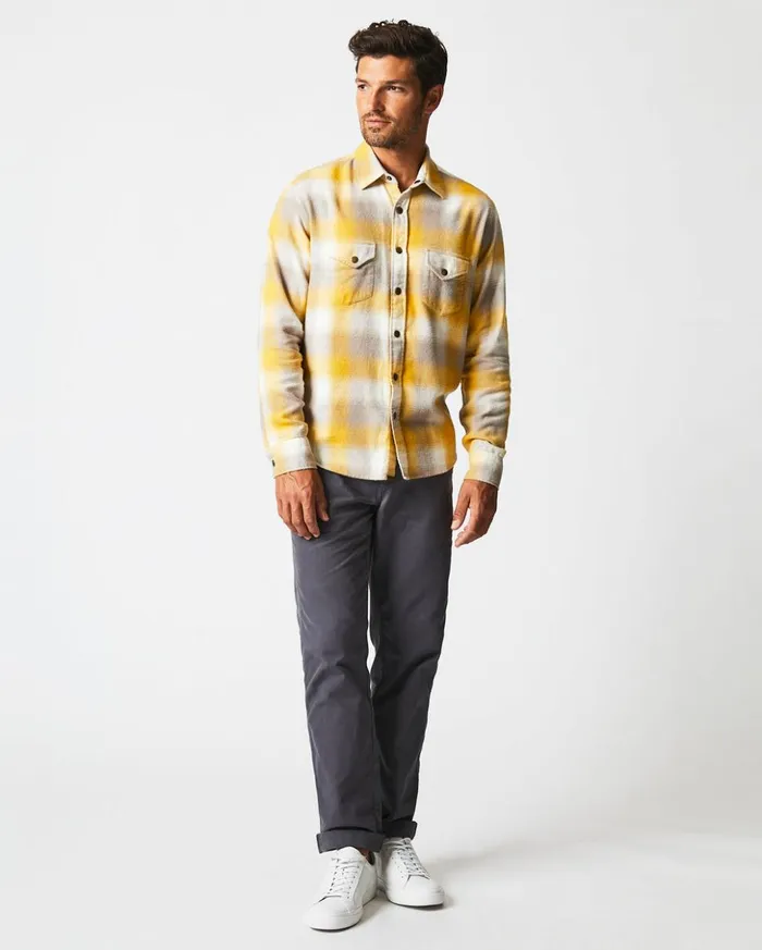Shirting Men Billy Reid Flannel Bold Plaid Western Snap Front Shirt Naturalyellow