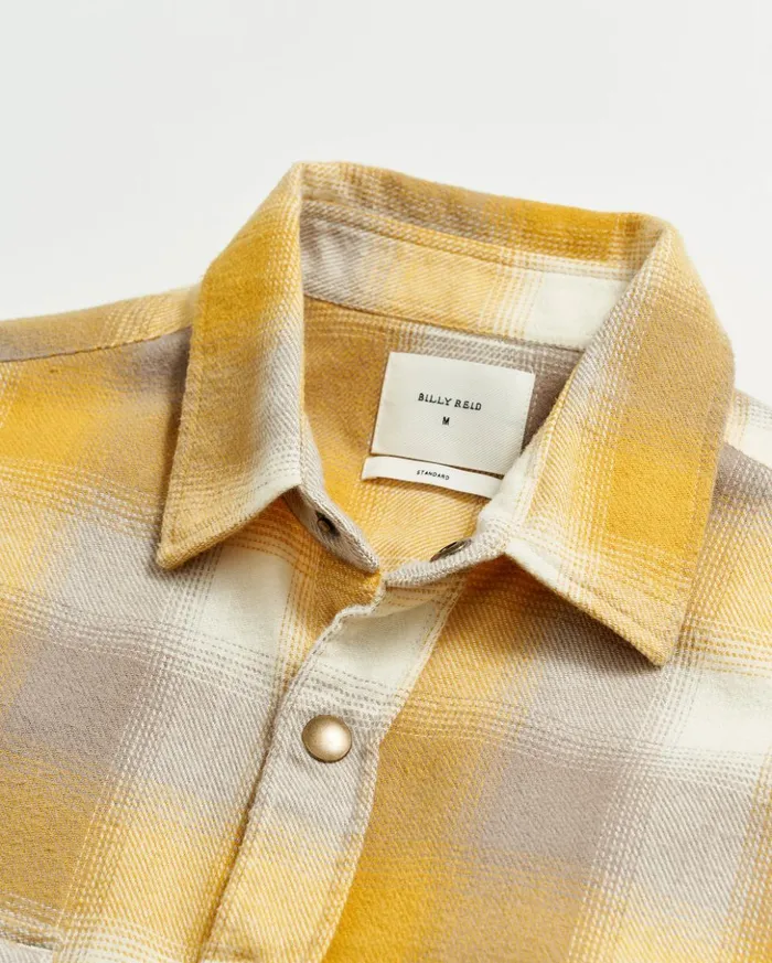 Shirting Men Billy Reid Flannel Bold Plaid Western Snap Front Shirt Naturalyellow