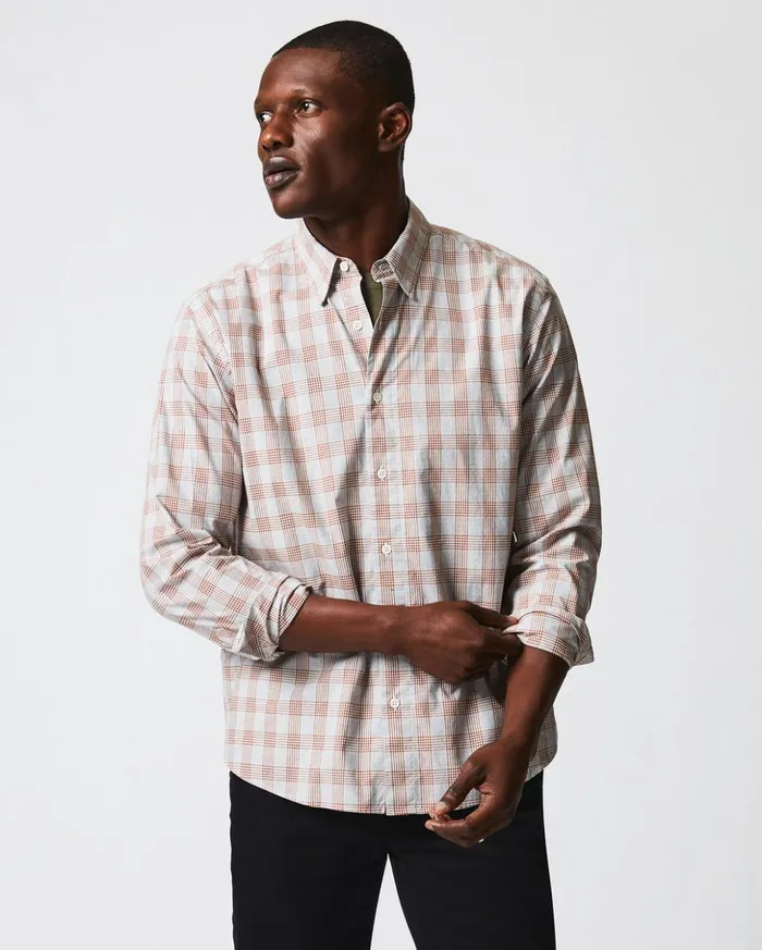 Shirting Men Billy Reid Melange Grid Plaid Tuscumbia Shirt Hidden Bd Greyginger