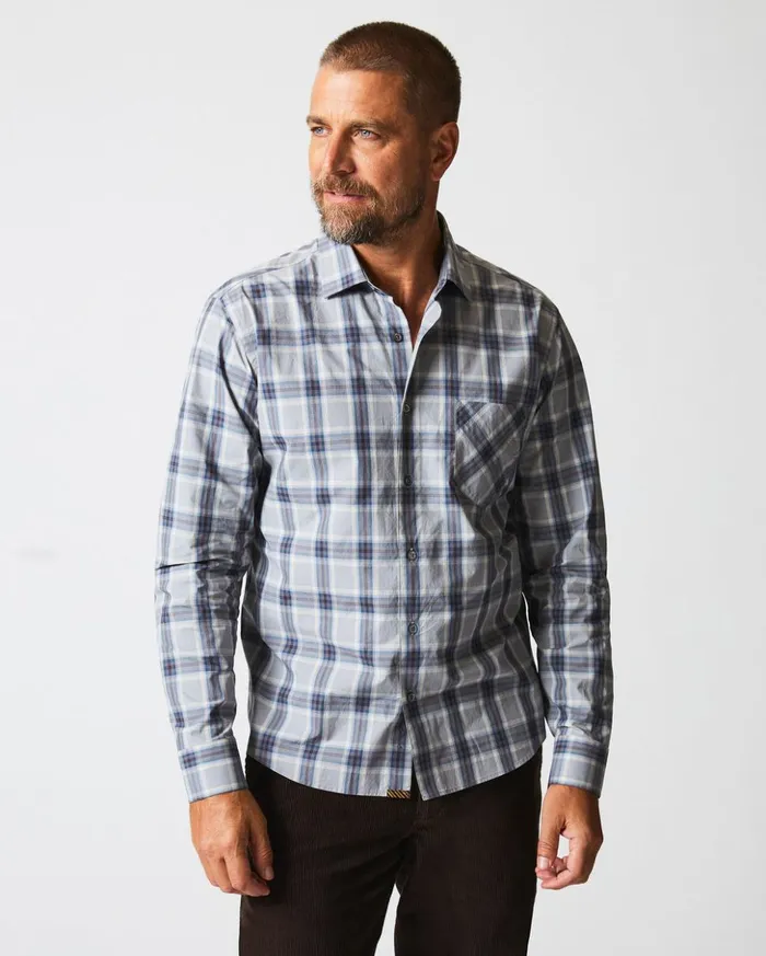Shirting Men Billy Reid Plaid John T Shirt Greyblue