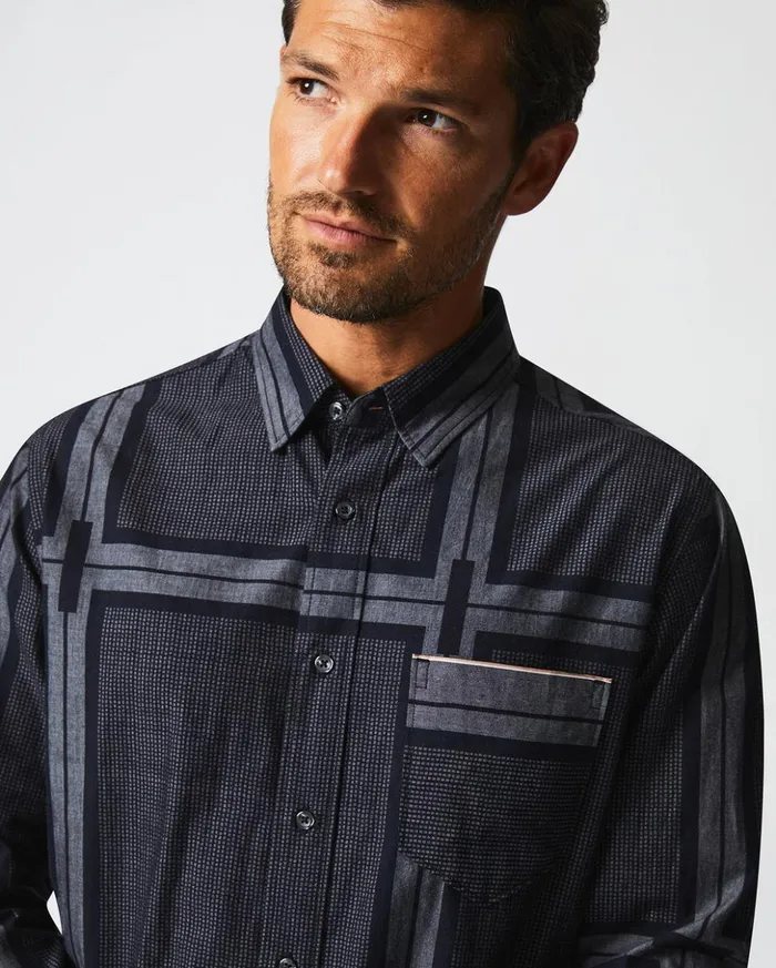 Shirting Men Billy Reid Textured Plaid Msl 1pocket Shirt Blackdark Brown