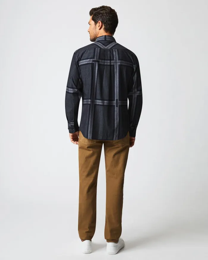 Shirting Men Billy Reid Textured Plaid Msl 1pocket Shirt Blackdark Brown