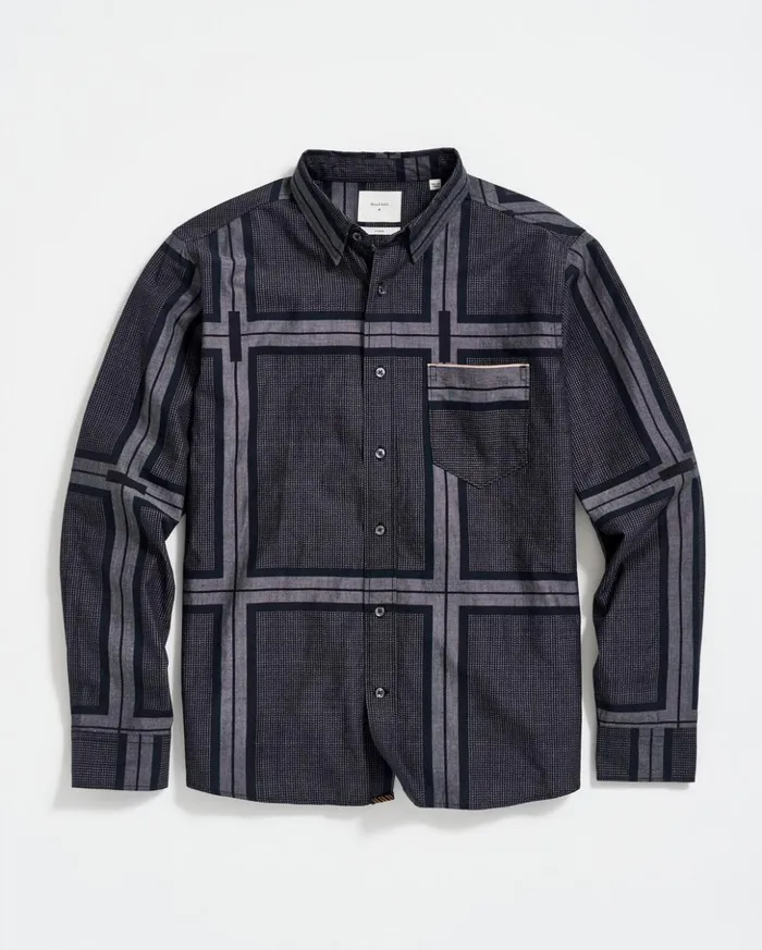 Shirting Men Billy Reid Textured Plaid Msl 1pocket Shirt Blackdark Brown
