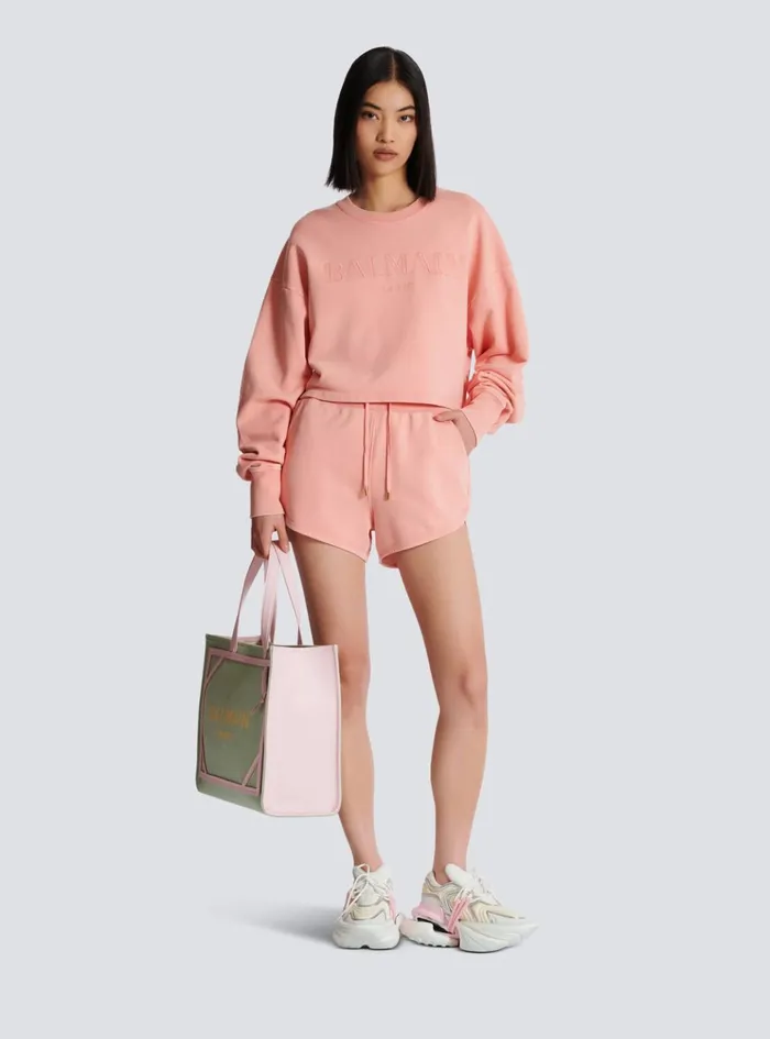Shorts With Vintage Embroidery Pink Women Balmain Trousers And Shorts
