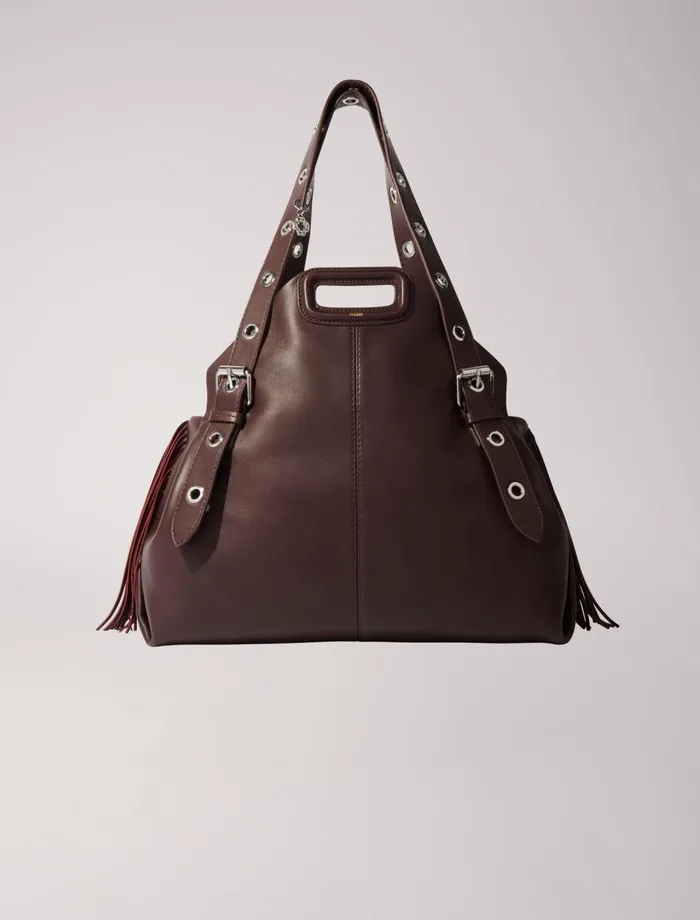 Shoulder Bags Women Maje Plain Leather Miss M Xl Bag Burgundy