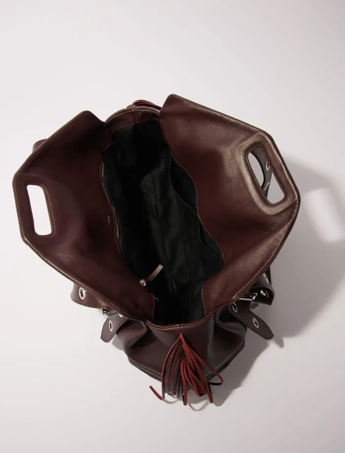 Shoulder Bags Women Maje Plain Leather Miss M Xl Bag Burgundy