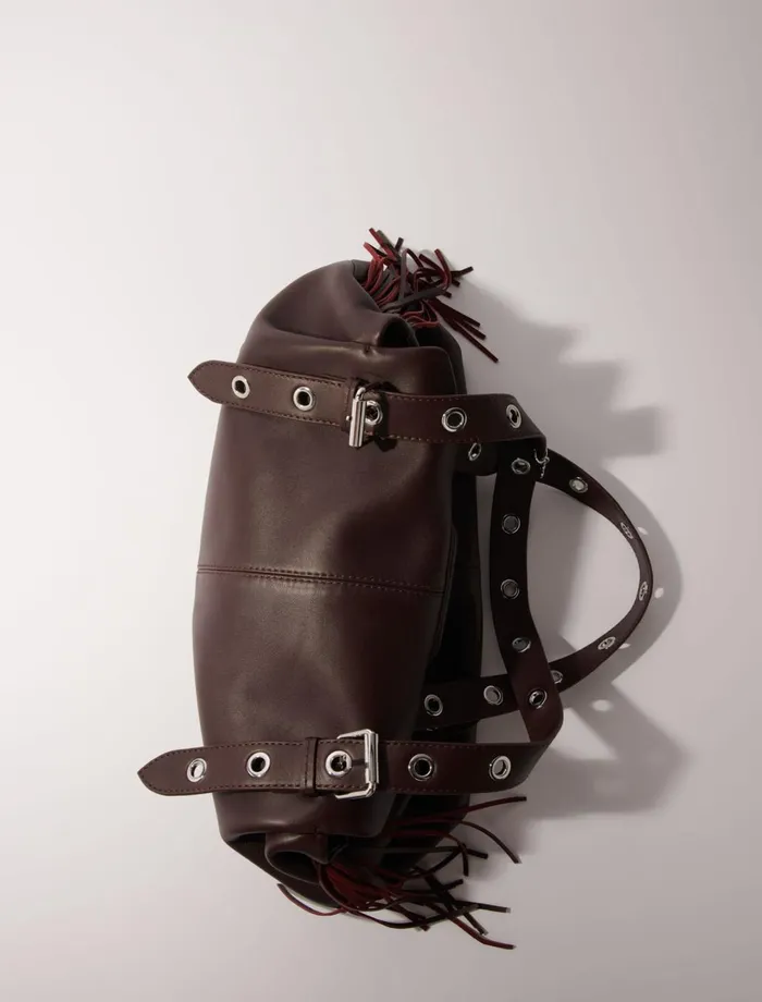 Shoulder Bags Women Maje Plain Leather Miss M Xl Bag Burgundy