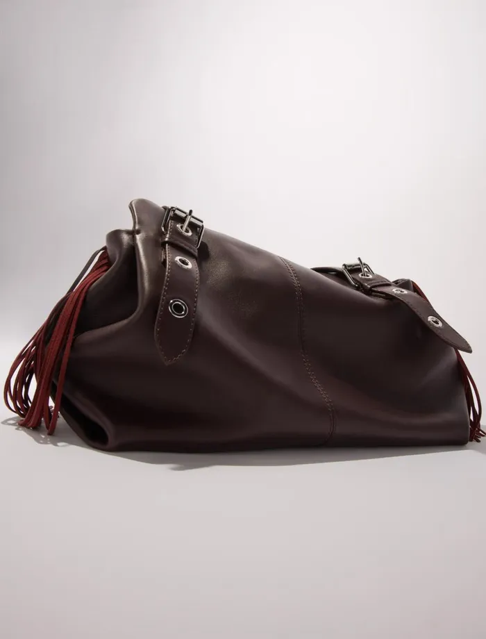 Shoulder Bags Women Maje Plain Leather Miss M Xl Bag Burgundy