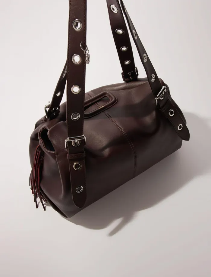 Shoulder Bags Women Maje Plain Leather Miss M Xl Bag Burgundy