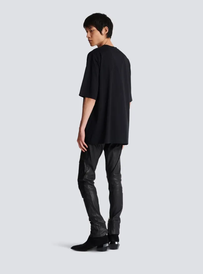 Signature Embroidered Tshirt Black Men Balmain TShirts