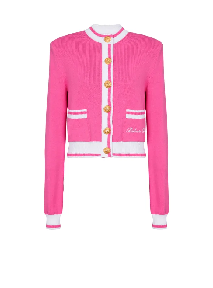 Signature Knit Cardigan Pink Women Balmain Knitwear