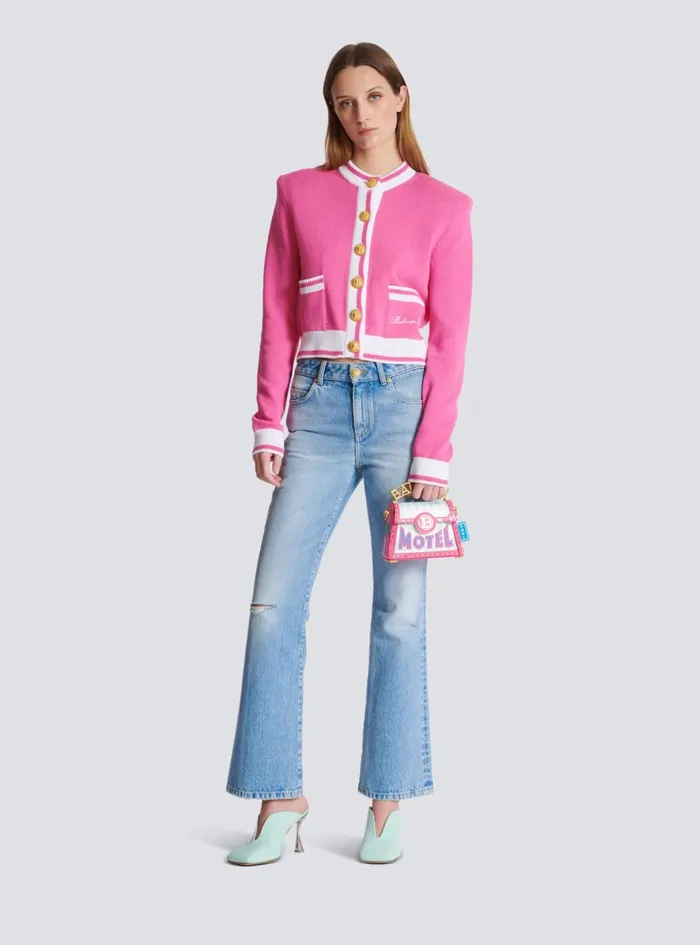 Signature Knit Cardigan Pink Women Balmain Knitwear