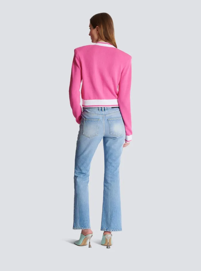 Signature Knit Cardigan Pink Women Balmain Knitwear