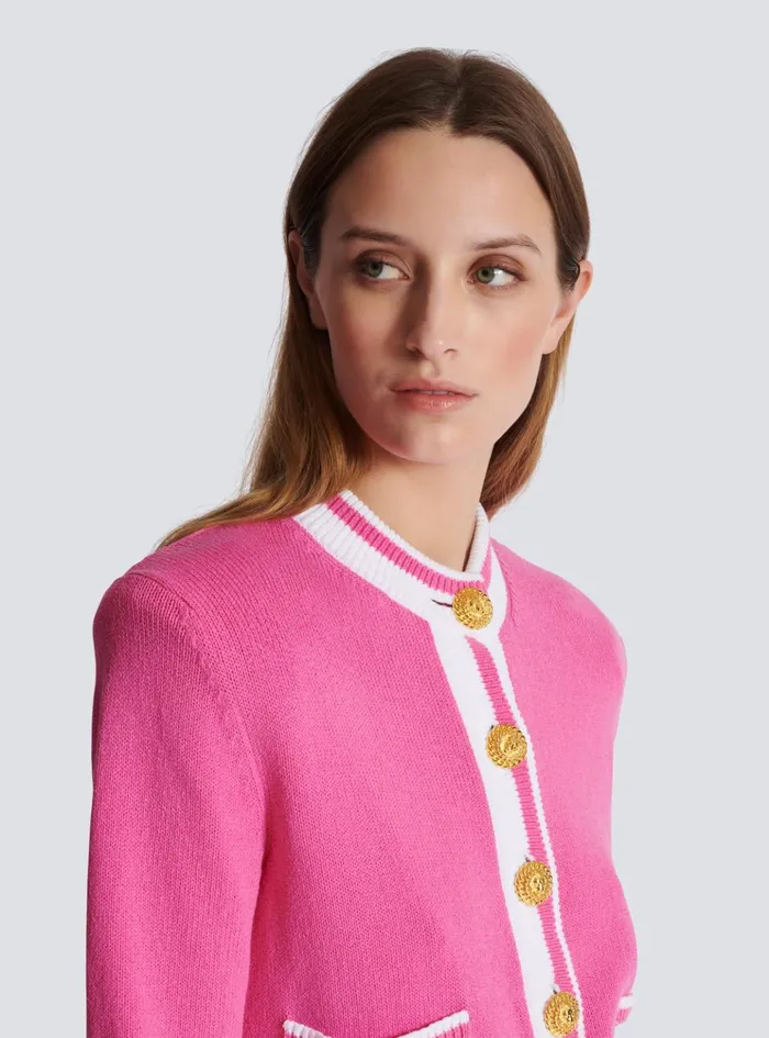 Signature Knit Cardigan Pink Women Balmain Knitwear