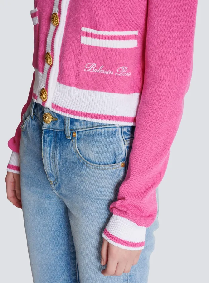 Signature Knit Cardigan Pink Women Balmain Knitwear