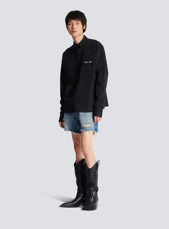 Signature Overshirt Black Men Balmain Shirts And Polos