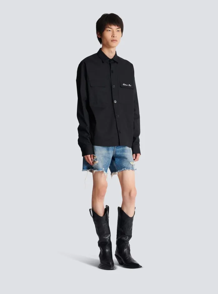 Signature Overshirt Black Men Balmain Shirts And Polos