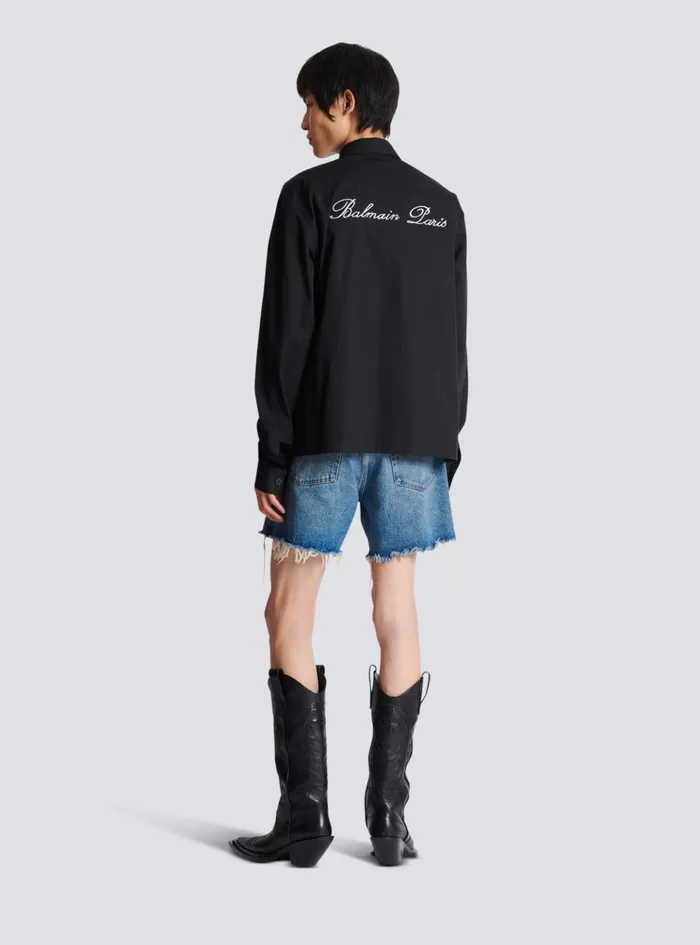 Signature Overshirt Black Men Balmain Shirts And Polos