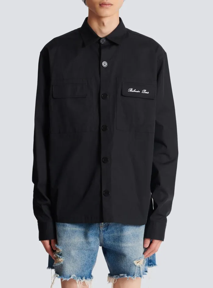 Signature Overshirt Black Men Balmain Shirts And Polos
