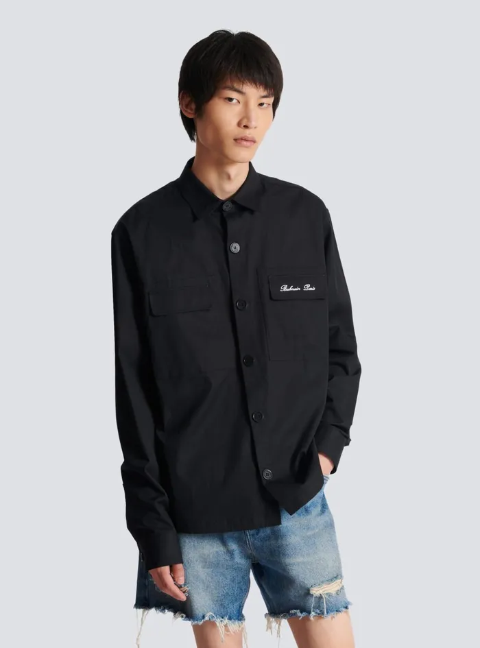 Signature Overshirt Black Men Balmain Shirts And Polos