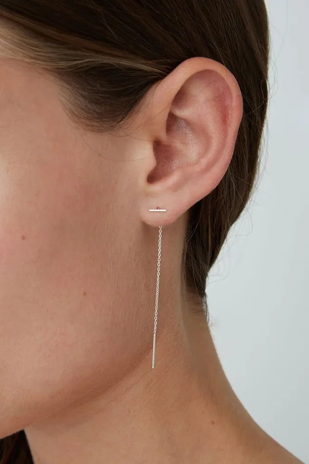 Silver Bar Chain Thread Earrings Women Chan Luu Earrings