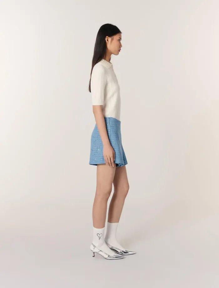 Skirts and Shorts Women Maje Pleated Tweed Skort Blue