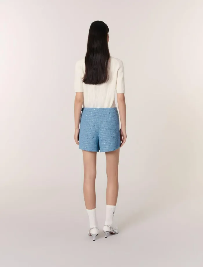 Skirts and Shorts Women Maje Pleated Tweed Skort Blue