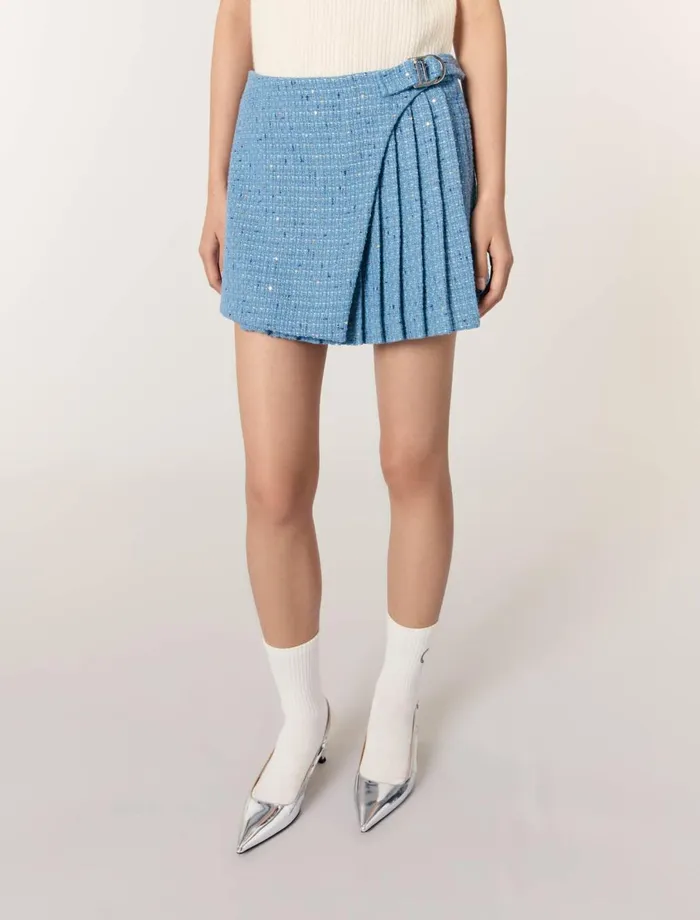 Skirts and Shorts Women Maje Pleated Tweed Skort Blue