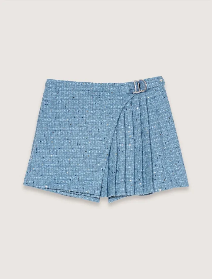 Skirts and Shorts Women Maje Pleated Tweed Skort Blue