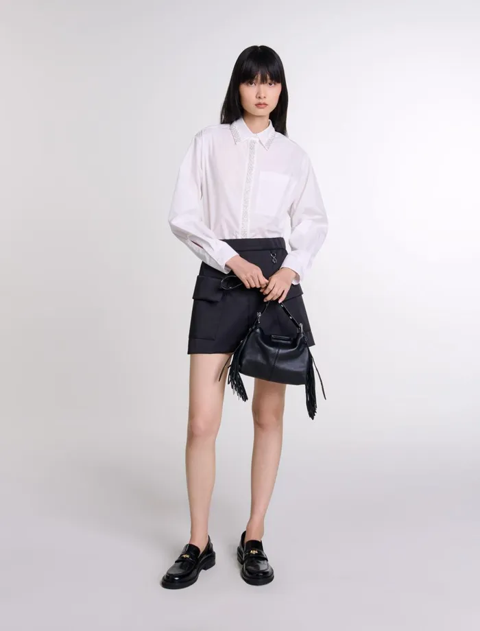Skirts and Shorts Women Maje Short Satin Skirt Black