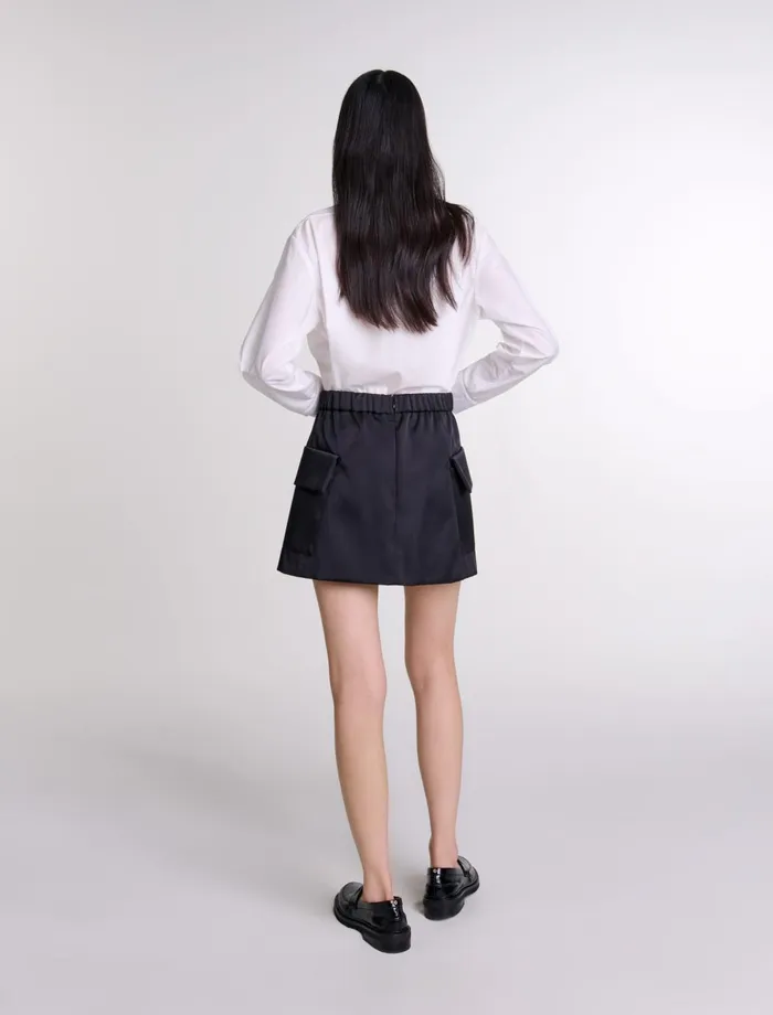 Skirts and Shorts Women Maje Short Satin Skirt Black