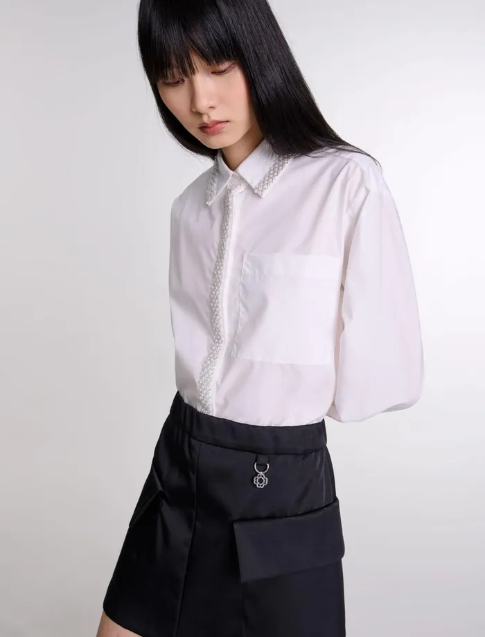 Skirts and Shorts Women Maje Short Satin Skirt Black