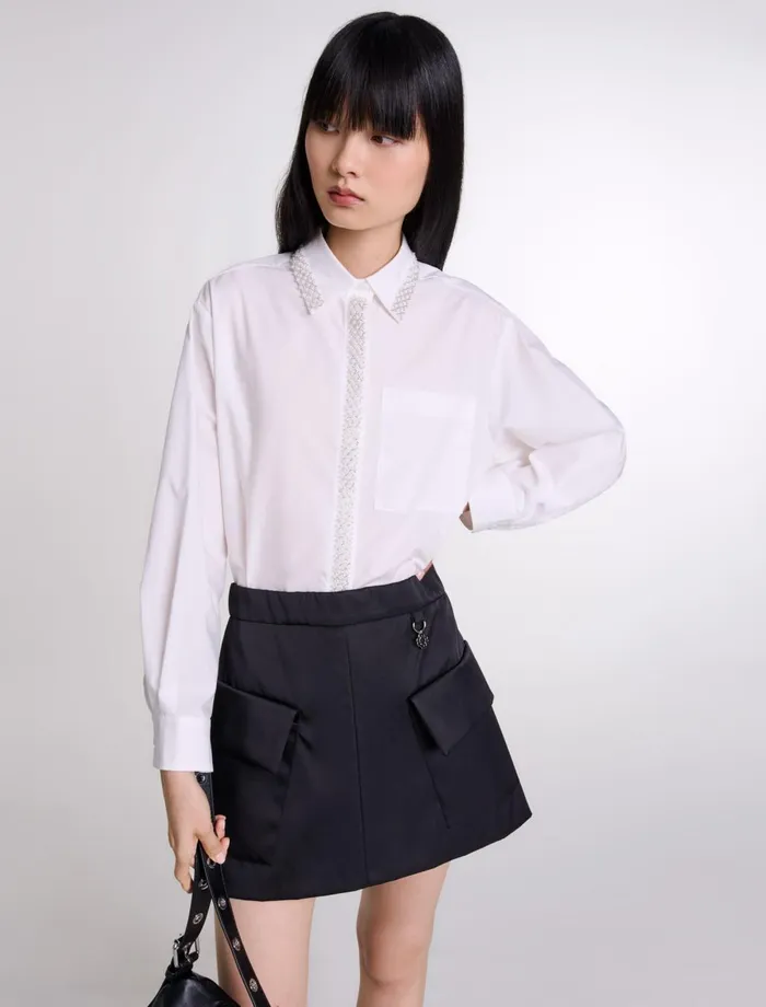 Skirts and Shorts Women Maje Short Satin Skirt Black