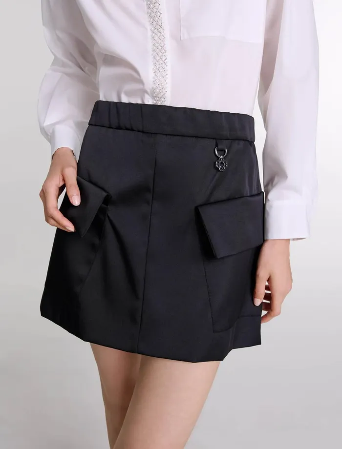 Skirts and Shorts Women Maje Short Satin Skirt Black