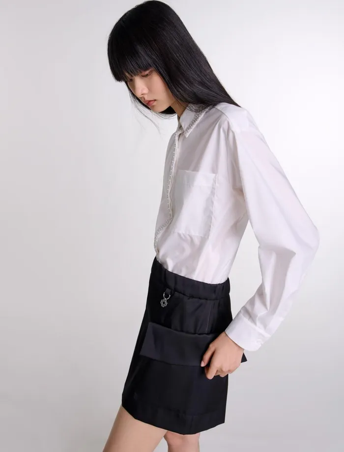 Skirts and Shorts Women Maje Short Satin Skirt Black