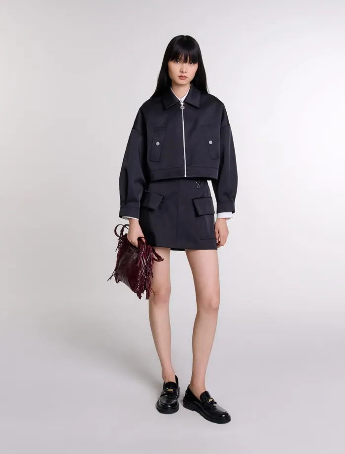 Skirts and Shorts Women Maje Short Satin Skirt Black