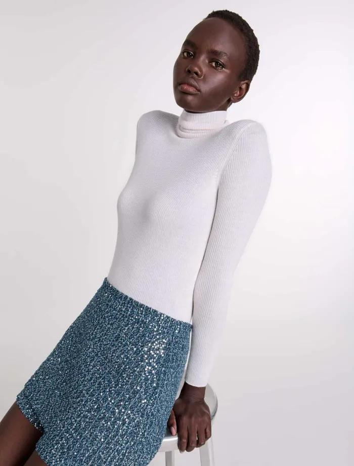 Skirts and Shorts Women Maje Tweed Illusion Shorts Blue Silver