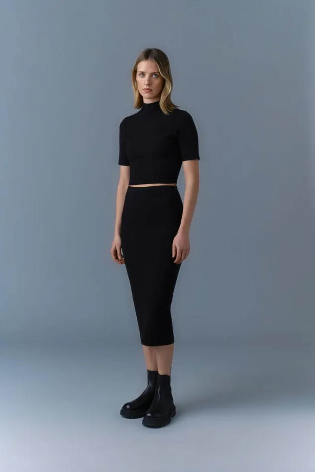 Skirts Women Mackage WYNONA Stretch Viscose Pencil Skirt Black