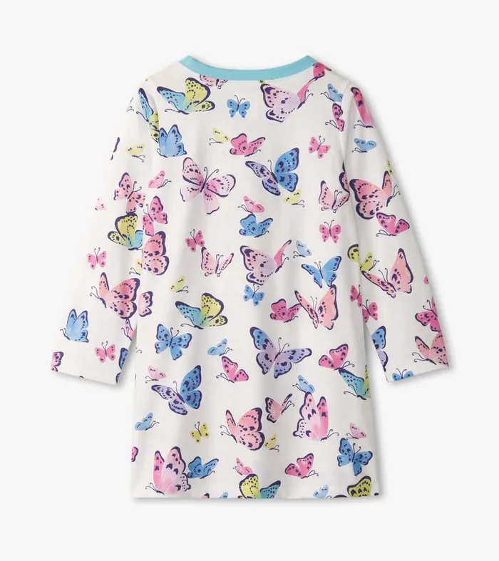 Sleepwear Girls Hatley Girls Big Butterflies Long Sleeve Nightgown