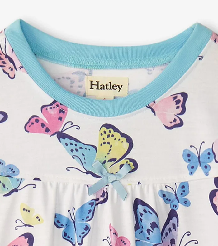 Sleepwear Girls Hatley Girls Big Butterflies Long Sleeve Nightgown