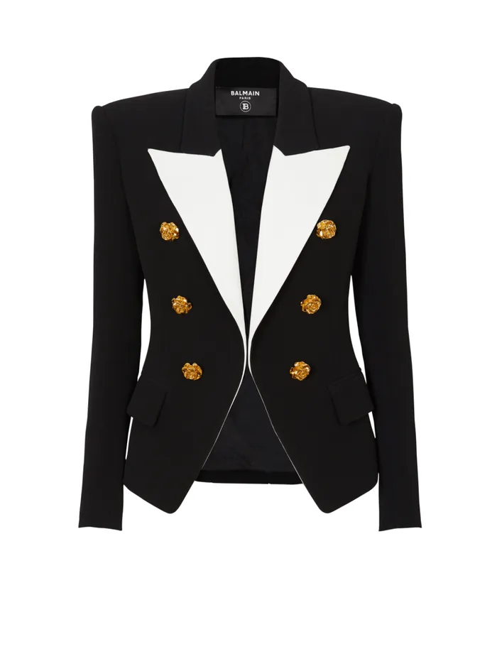 Slimfit Jacket With Roses Buttons Black Women Balmain Jackets And Blazers