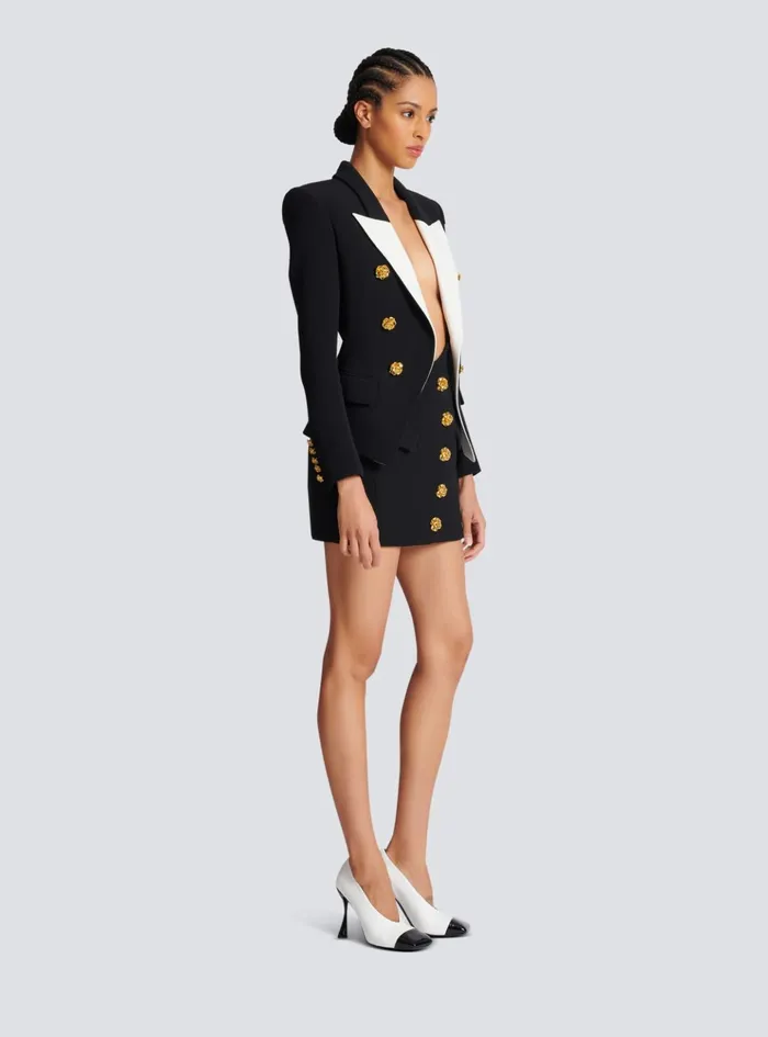 Slimfit Jacket With Roses Buttons Black Women Balmain Jackets And Blazers