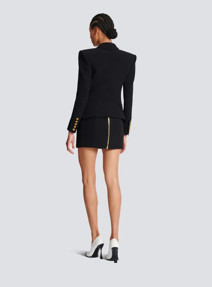 Slimfit Jacket With Roses Buttons Black Women Balmain Jackets And Blazers