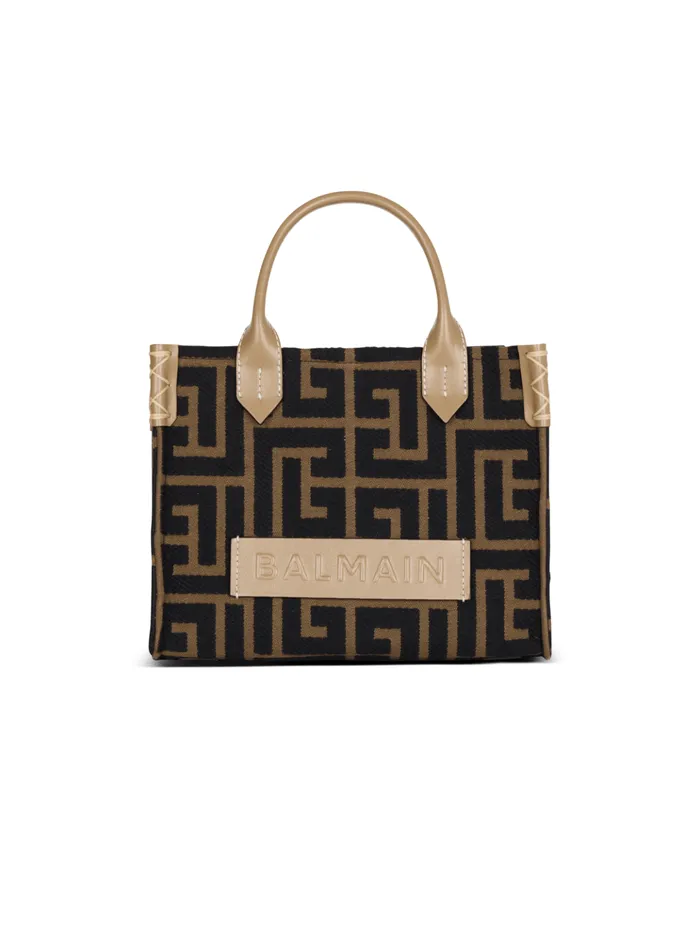 Small BArmy Tote Bag In Jacquard Fabric With A PB Labyrinth Monogram Black Women Balmain Crossbody Bags