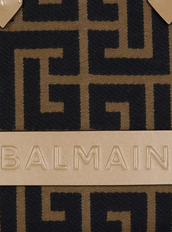 Small BArmy Tote Bag In Jacquard Fabric With A PB Labyrinth Monogram Black Women Balmain Crossbody Bags