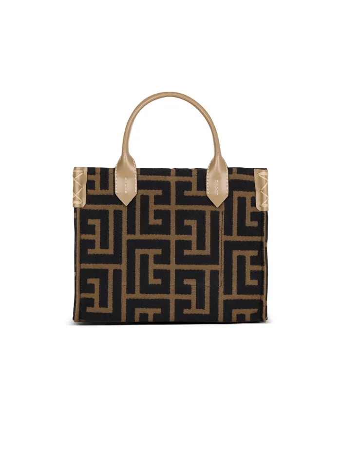 Small BArmy Tote Bag In Jacquard Fabric With A PB Labyrinth Monogram Black Women Balmain Crossbody Bags