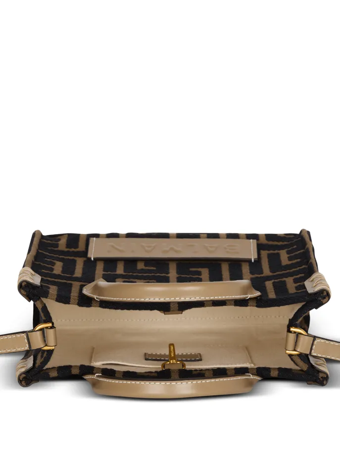 Small BArmy Tote Bag In Jacquard Fabric With A PB Labyrinth Monogram Black Women Balmain Crossbody Bags