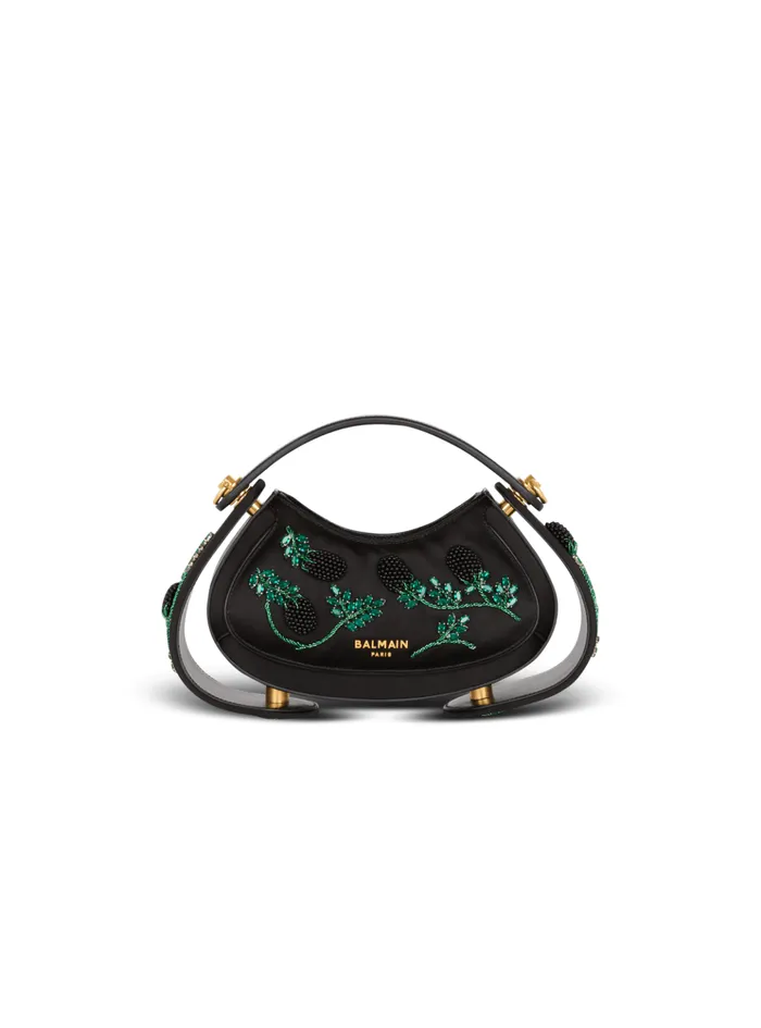 Small Jolie Madame Bag In Blackberryembroidered Satin Black Women Balmain Handbags